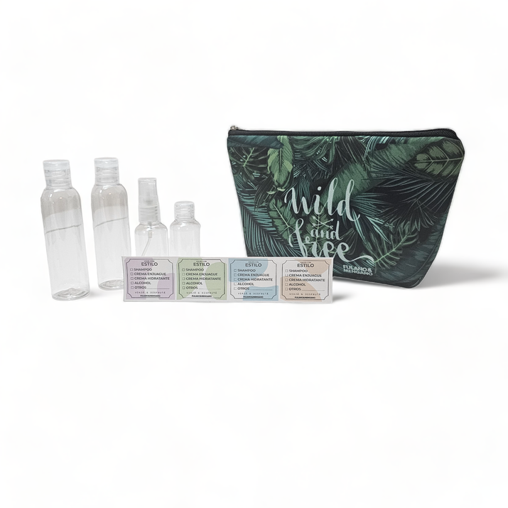 NECESER SIMIL NEOPREN + STICKERS + ATOMIZADOR + FRASCO CH + 2 FRASCOS GRANDES - WILD AND F